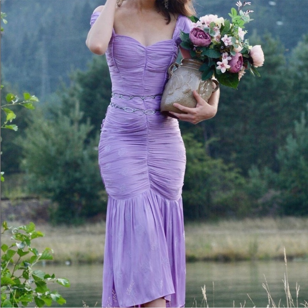 Zara Lilac Bloggers Draped Wedding Guest  Bridesmaids Dress